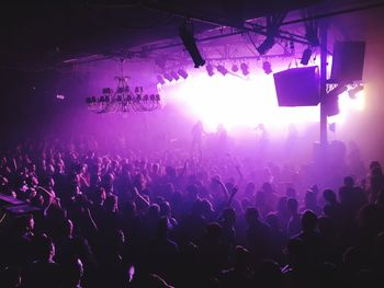 High angle view of crowd enjoying during concert