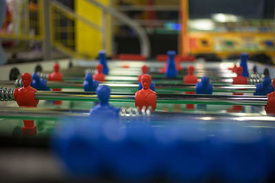 Close-up of foosball table