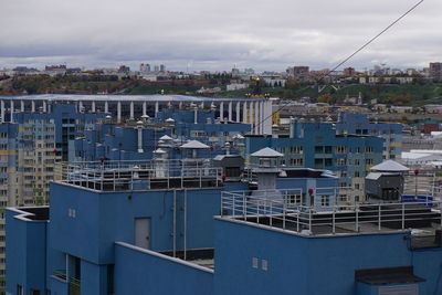 High angle view of buildings in city