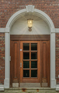 Closed door of building