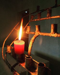 Close-up of illuminated candles