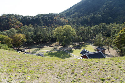 Scenic view of landscape against clear sky