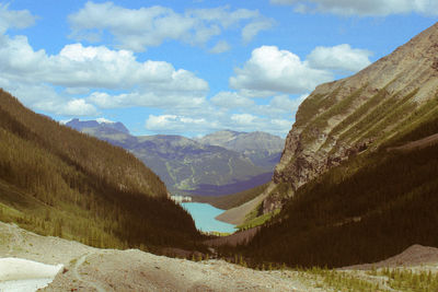 Scenic view of mountains against sky