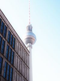 Low angle view of communications tower