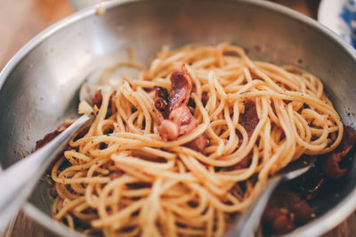 Close-up of noodles in bowl