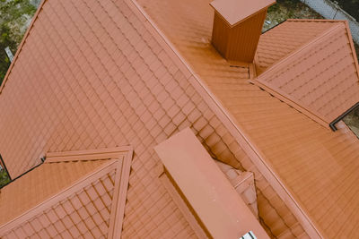 High angle view of staircase by building