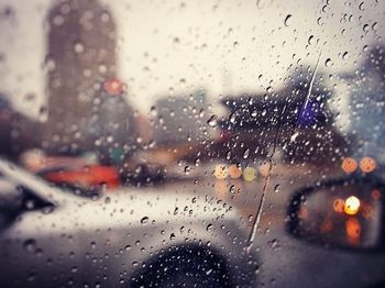 Rain drops on car windshield