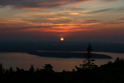 Scenic view of sunset over sea