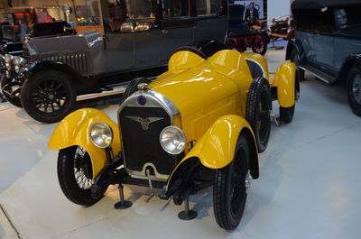 Yellow car in city