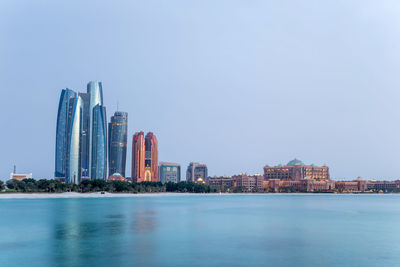 Abu dhabi cityscape at blue hour, uae