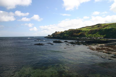 Scenic view of beach and sea against sky