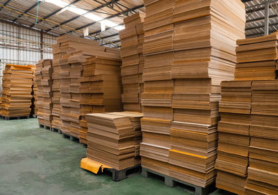 Stack of cardboard at factory