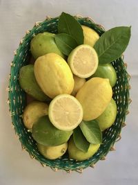 High angle view of fruits on table