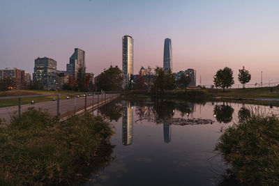 Reflection of buildings in water