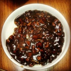 High angle view of food in bowl