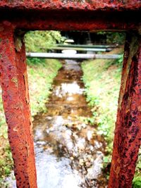 Close-up of old rusty metal structure