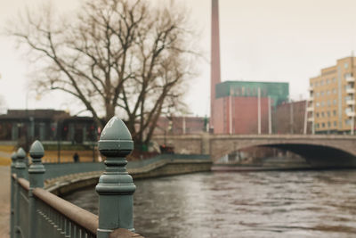 Close-up of bridge over river in city