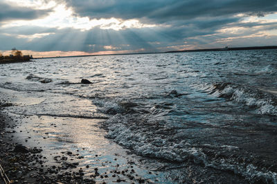 Scenic view of sea against sky during sunset