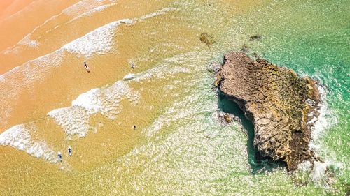 High angle view of a beach with rock 