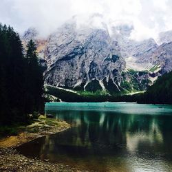 Scenic view of lake and mountains