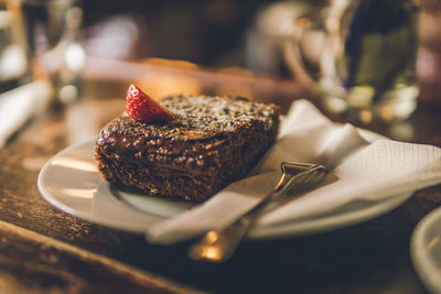 Close-up of cake on table