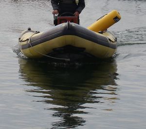 Boat sailing in river