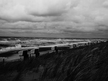 Scenic view of beach against sky