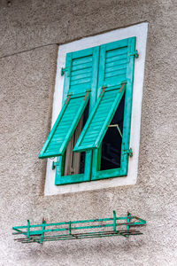 Close-up of window on wall of building