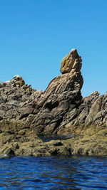 Scenic view of mountain against clear blue sky