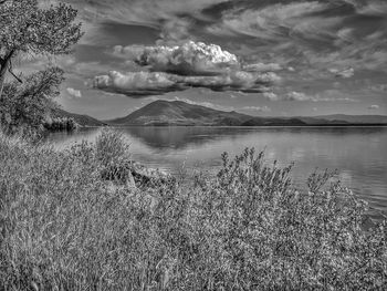 Scenic view of lake against sky