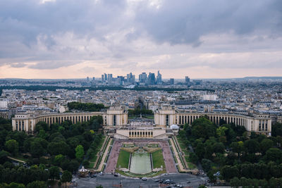 High angle view of palais de chaillot against cityscape
