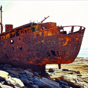 Old boat in water