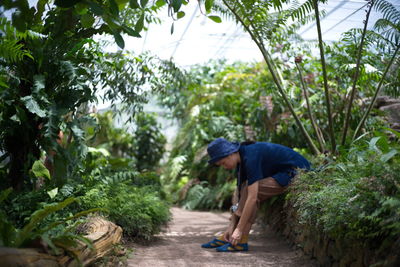 Man walking in forest