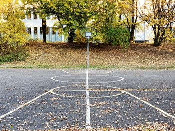 View of basketball court during autumn