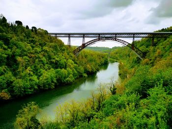 Bridge over river against sky