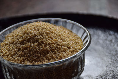 High angle view of dessert in bowl on table