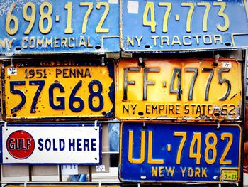 Close-up of information sign on road