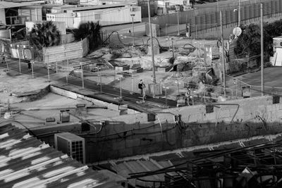 High angle view of construction site