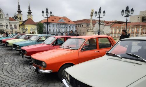 View of street and buildings in city