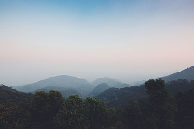 Scenic view of mountains against clear sky