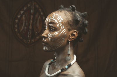 Close up portrait of african woman .depiction of kikuyu woman from kenya