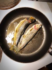 High angle view of fish in plate