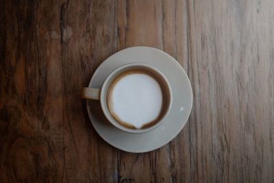 High angle view of coffee on table