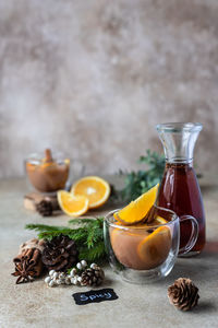 Close-up of fruits served on table