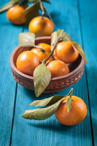 Close-up of oranges on table