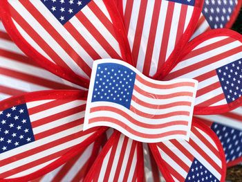 Close-up of american flags