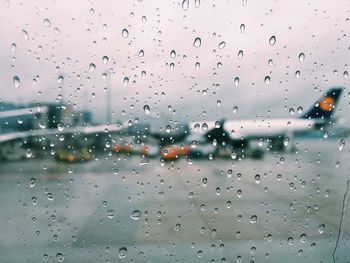 Close-up of water drops on glass