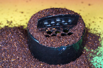 High angle view of dessert in container