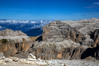 Panoramic view of rocky mountains against sky