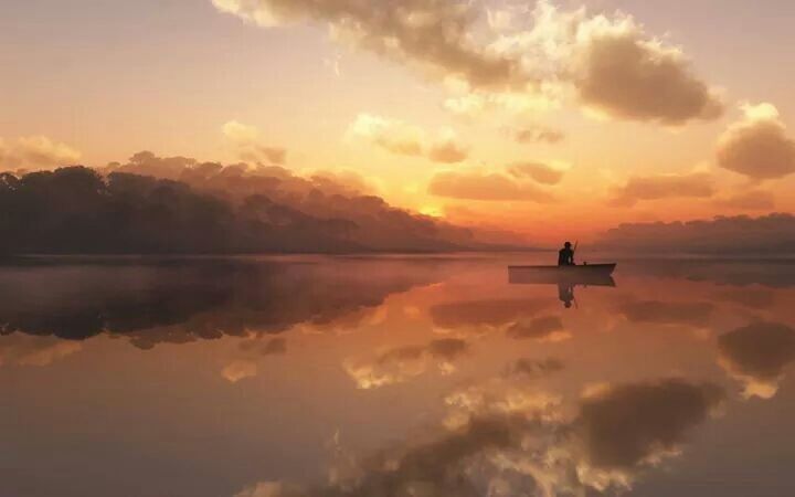 sunset, water, silhouette, sky, reflection, scenics, tranquility, tranquil scene, beauty in nature, cloud - sky, lake, orange color, waterfront, nature, idyllic, cloud, transportation, nautical vessel, cloudy, boat